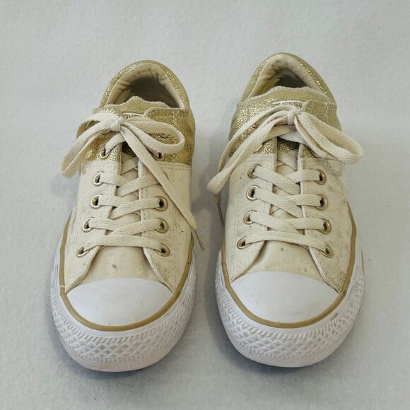 Converse All Star Sneakers Womens 9 Gold Cream Skater Shoes Thick Tongue - Picture 6 of 10